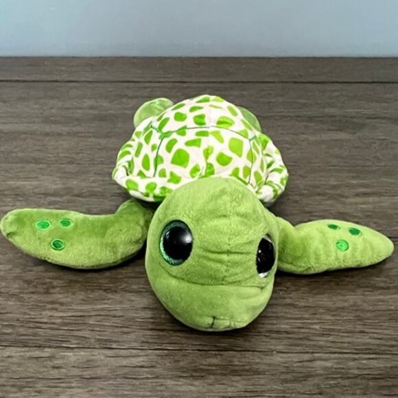 Green Turtle with Glitter Eyes‎ & Embroidered Spotted Fins Plush - Picture 1 of 7